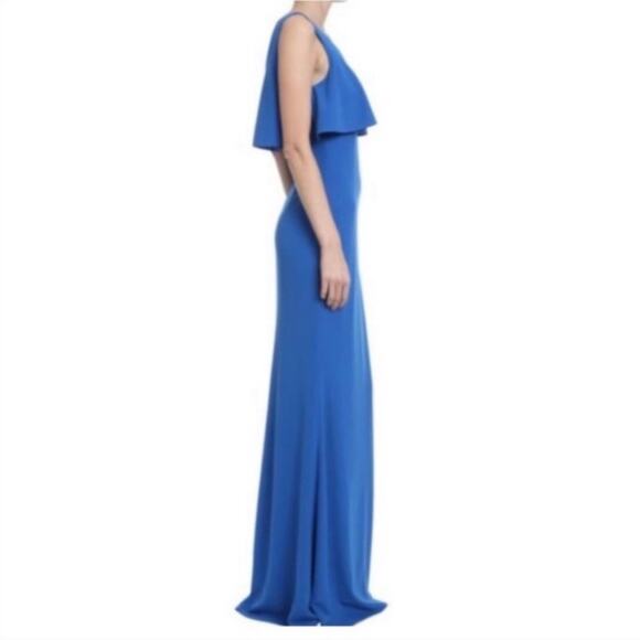 Badgley Mischka Fallon Maxi Gown Crepe Cobalt Blue - Picture 3 of 13